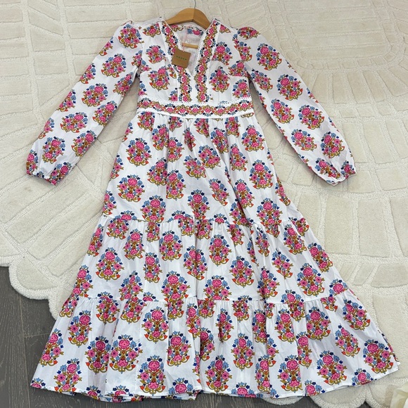 Boden Dresses & Skirts - Boden White Maxi Dress with Pink Floral Print